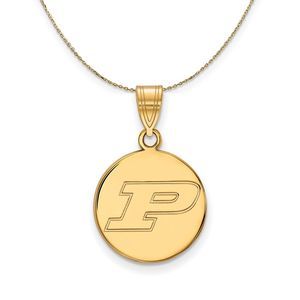 14k Yellow Gold Purdue Medium Initial P Disc Necklace - 22 Inch